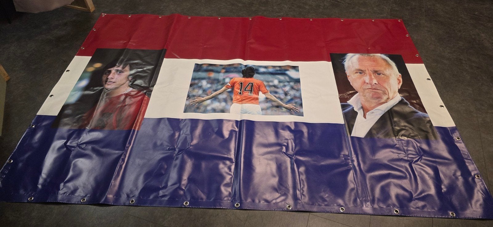 Uniek Johan Cruijff spandoek - Oranje legende, Verzamelen, Ophalen, Gebruikt, Overige binnenlandse clubs, Overige typen