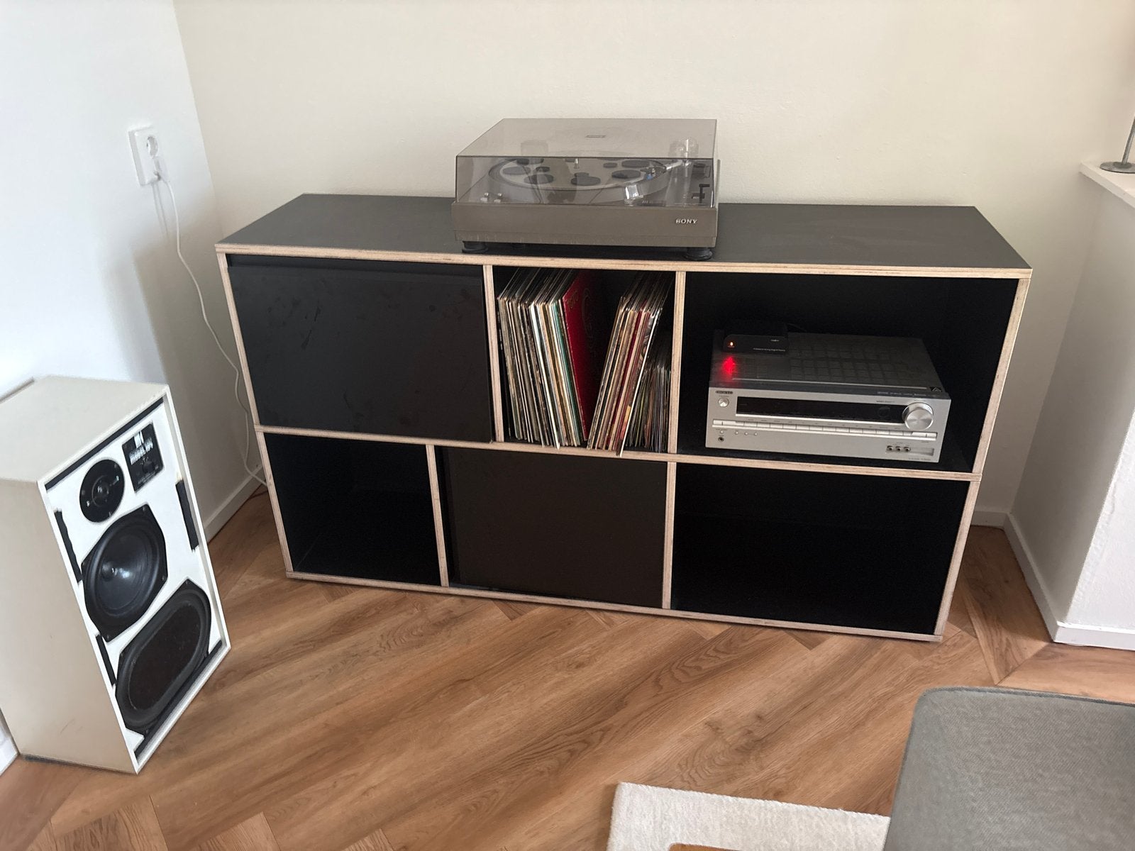 Tylko kast - Zwart platenmeubel / dressoir + lade en deur, Ophalen of Verzenden, Gebruikt, 25 tot 50 cm