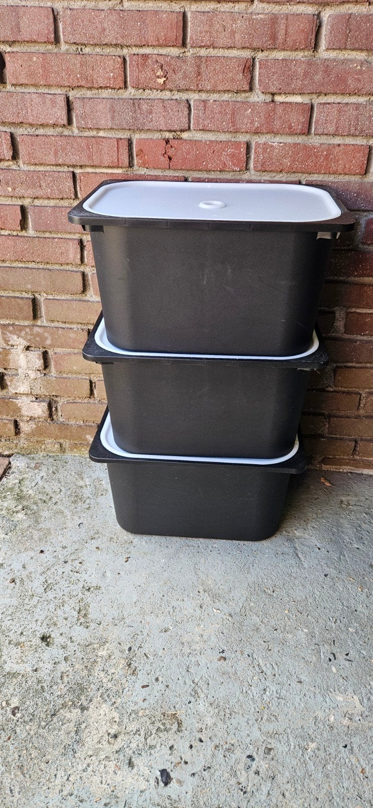 Set van 3 zwarte opbergbakken met deksel, Ophalen, 50 – 75, Kunststof, Gebruikt