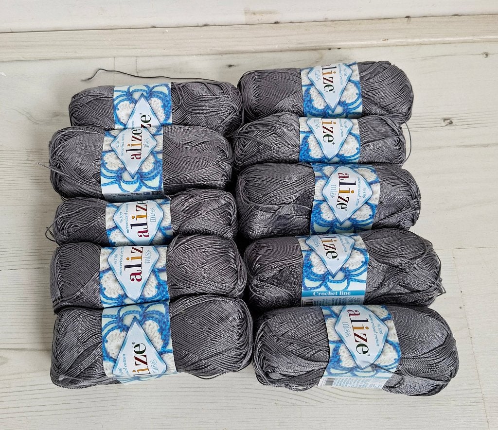 10 bolletjes grijs Alize haak katoen, Hobby en Vrije tijd, Verzenden, Nieuw, Breien of Haken, Wol of Garen
