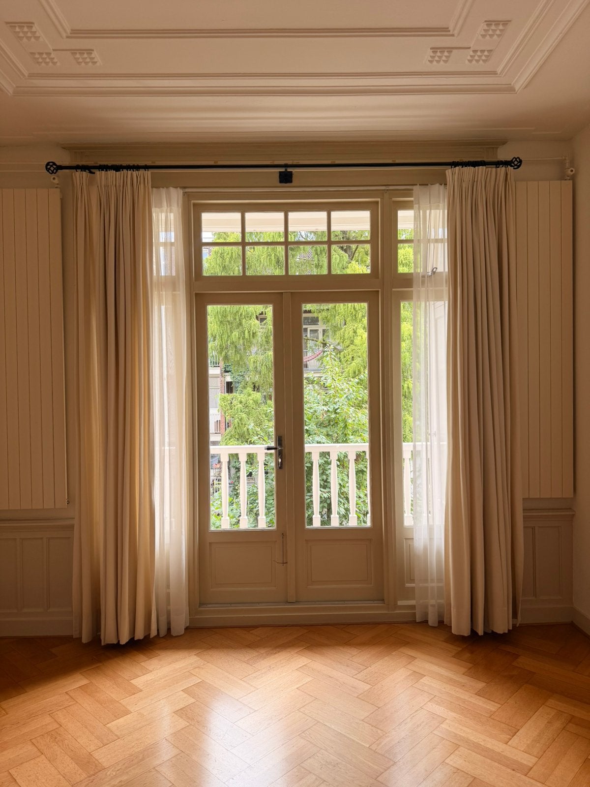 6 stuks gordijen beige, Huis en Inrichting, Stoffering | Gordijnen en Lamellen, Ophalen, Gebruikt, Beige, Gordijn