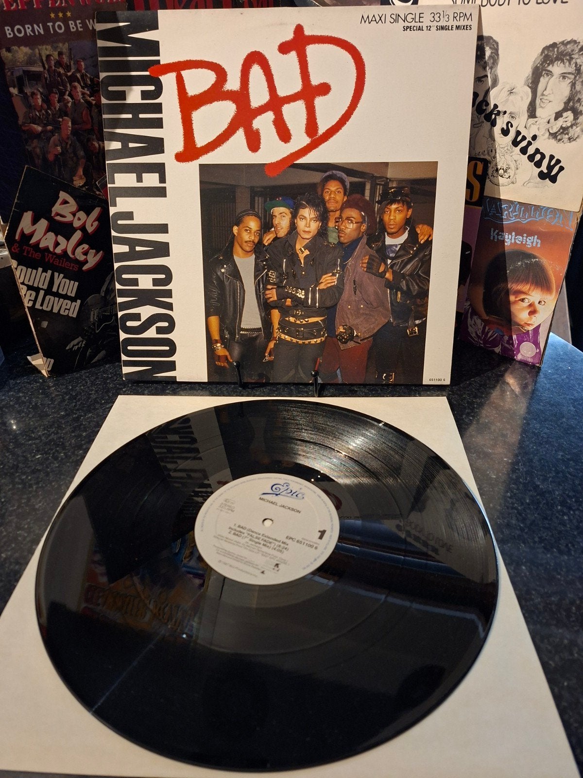 Michael Jackson - Bad (Maxi Single 12" RPM)1987, Gebruikt, Ophalen of Verzenden, Fotohoes, 12 inch