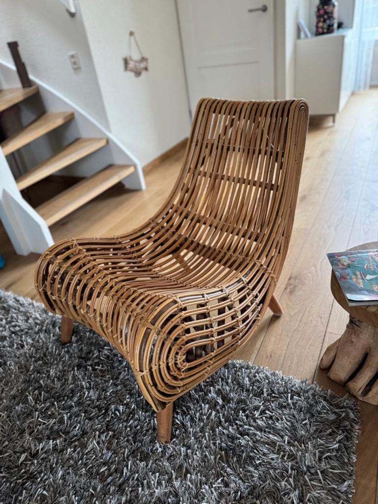 Rotan lounge stoel, Ophalen of Verzenden, Zo goed als nieuw, Stoel, 2 zitplaatsen