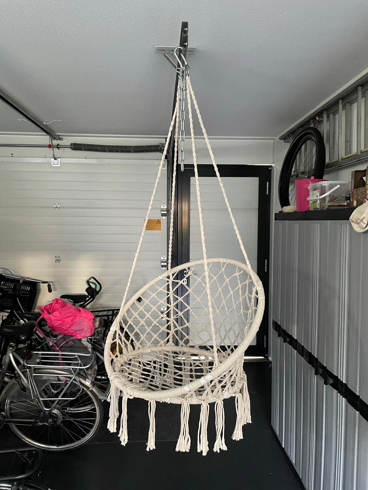 Geknoopte hangstoel met ketting, Ophalen, Overige materialen, Gebruikt, Wit