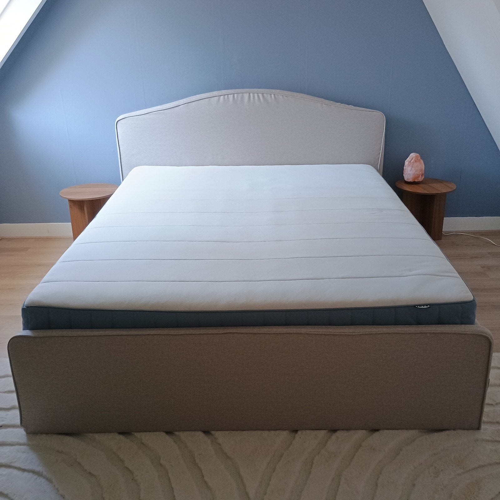 Ikea Ramnefjall 2 persoonsbed inclusief matras 160x200, Ophalen, Gebruikt, Beige, Tweepersoons