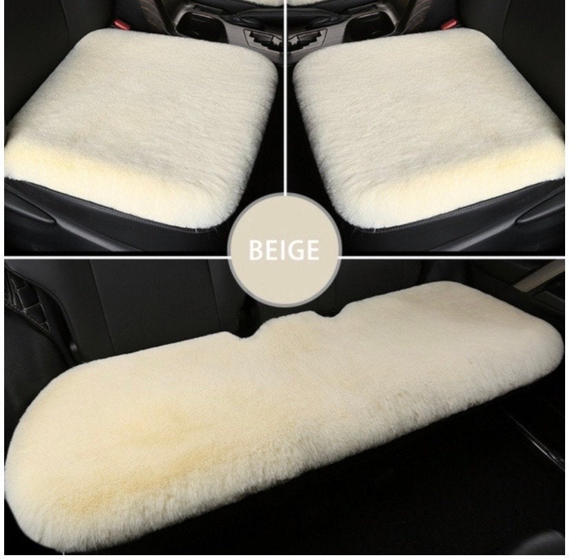 Beige Faux Fur Auto Stoelhoezen Set van 3, Auto diversen, Auto-accessoires, Nieuw, Ophalen of Verzenden