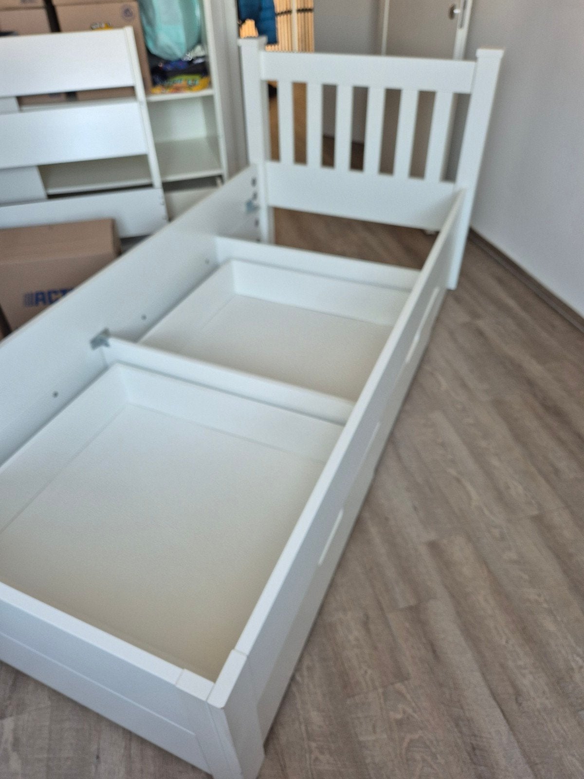 Wit bed 90x200, Huis en Inrichting, Slaapkamer | Bedden, Ophalen, Gebruikt, 90 cm, Eenpersoons