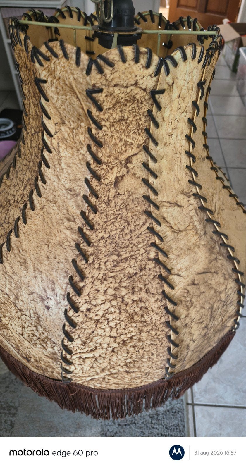 Vintage Hanglamp met Franjes - Rustieke Stijl, Ophalen of Verzenden