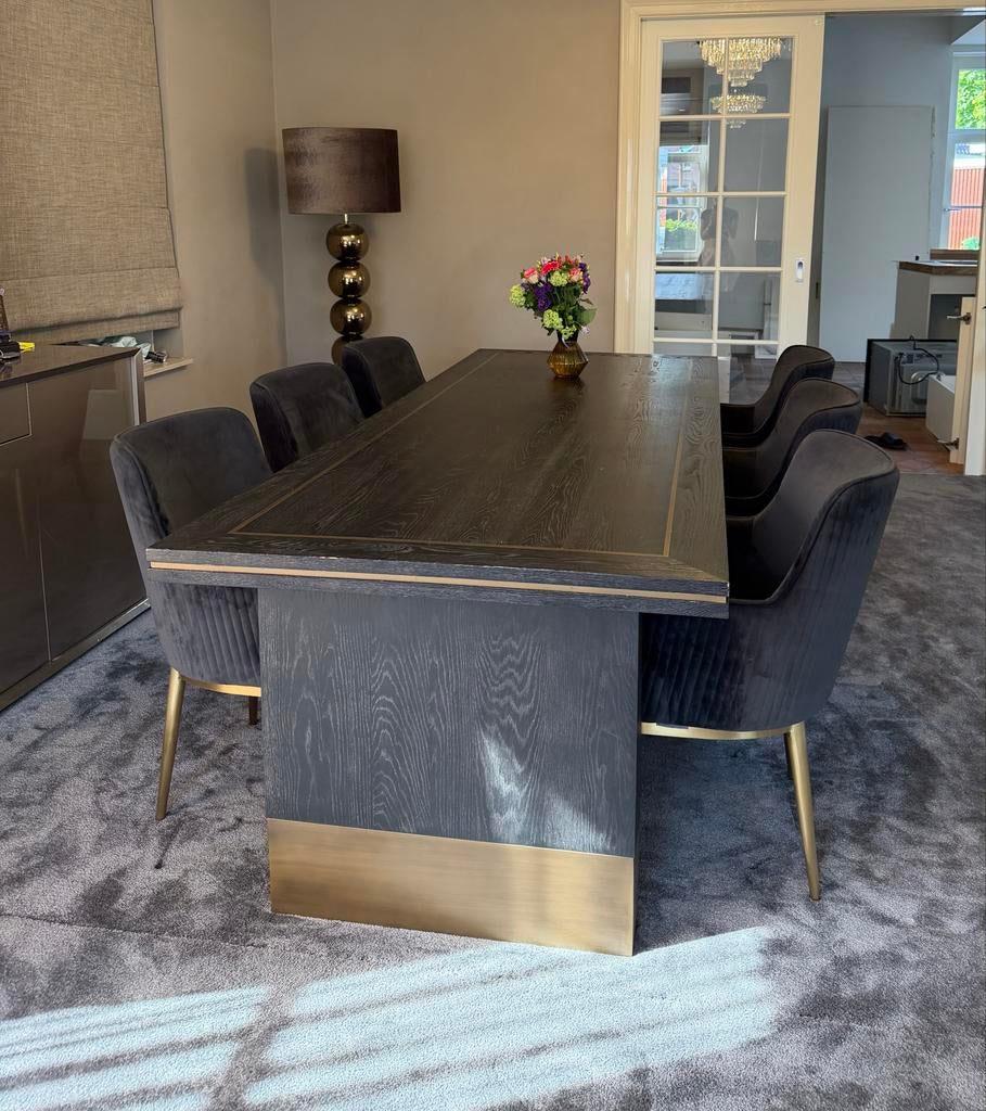 Richmond Eettafel Hunter 260 met Breeze Eetkamerstoelen, Huis en Inrichting, Tafels | Eettafels, Gebruikt, 100 tot 150 cm, Eikenhout