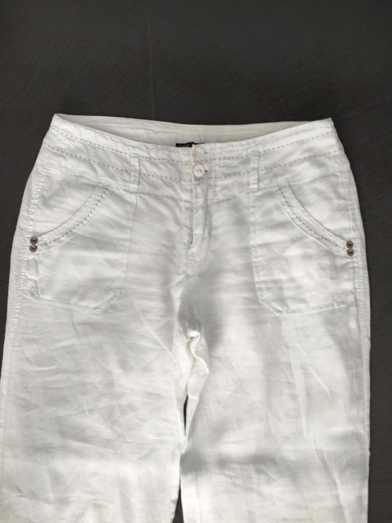 D596 Linnen broek maat 29=M=38/40 wit, Maat 38/40 (M), Wit, DDP, Ophalen of Verzenden