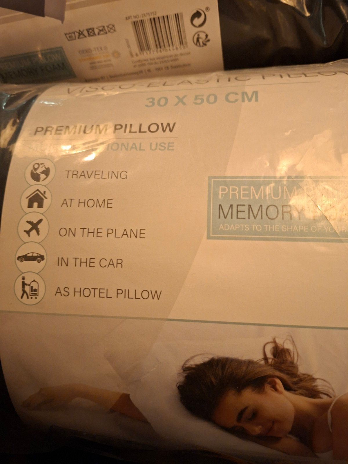 2 nieuwe vakantie kussens 30x50 - Memoryfoam - Donkerblauw, Ophalen, Nieuw