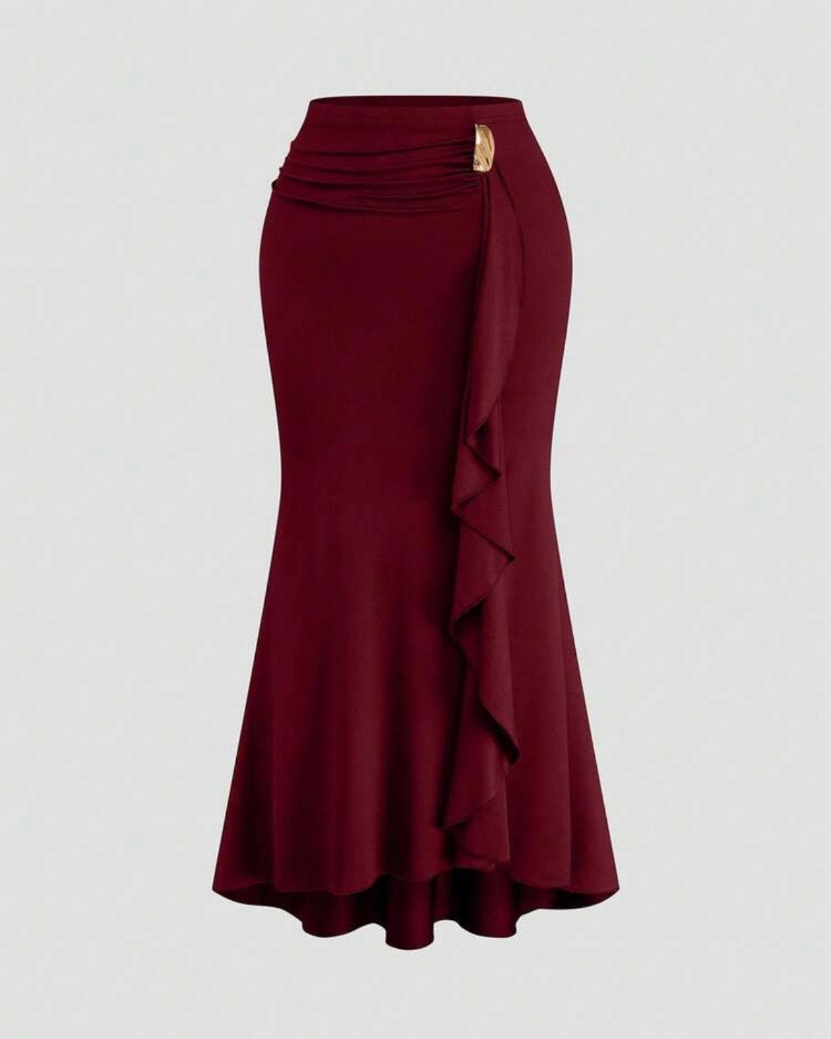 maxi-rok met gouden gesp Bordeauxrood (44-52), Kleding | Dames, Verzenden, Nieuw, Rood, Rok