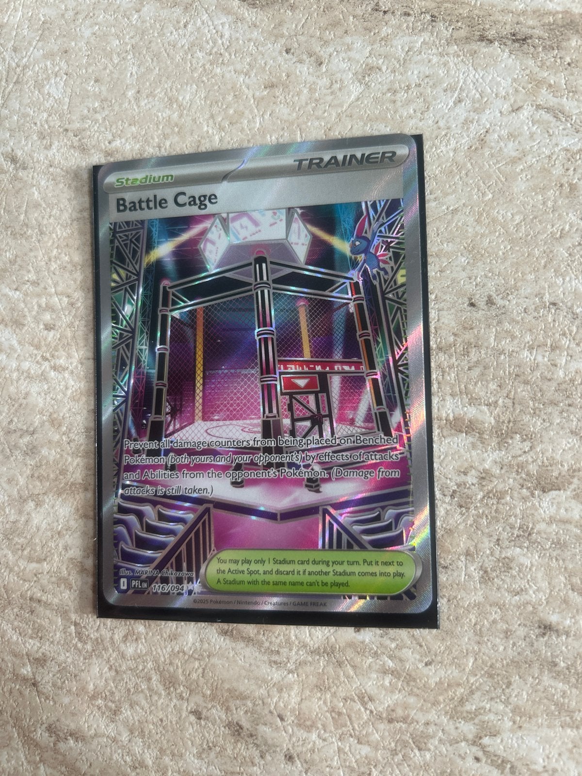 Pokémon TCG Battle Cage PFL 116/094, Ophalen of Verzenden, Zo goed als nieuw, Losse kaart, Foil