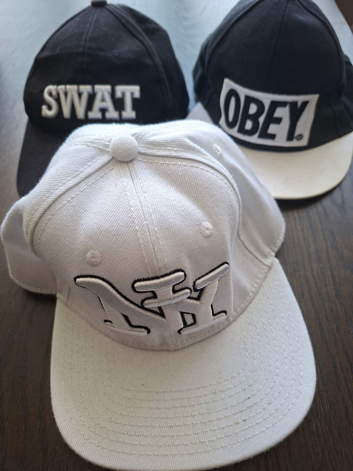 Set van 3 petten: SWAT, Obey en NY, Ophalen of Verzenden, Zo goed als nieuw, One size fits all