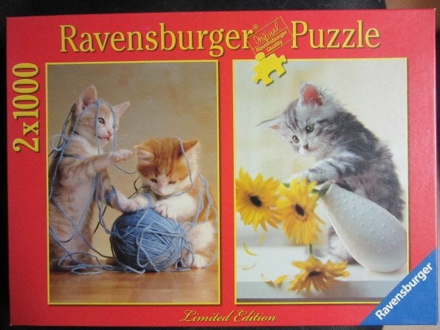 867, legpuzzel KATTEN, KITTENS Ravensburger 2 x 1000 st, Ophalen of Verzenden, 500 t/m 1500 stukjes, Gebruikt, Legpuzzel