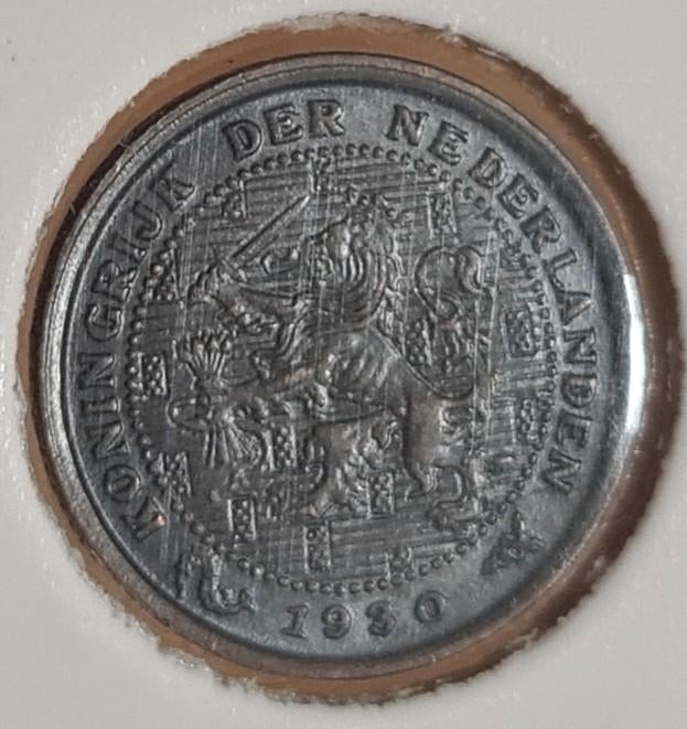 1/2 cent 1930 Mint State blackened, Ophalen of Verzenden, Koningin Wilhelmina, Overige waardes, Losse munt