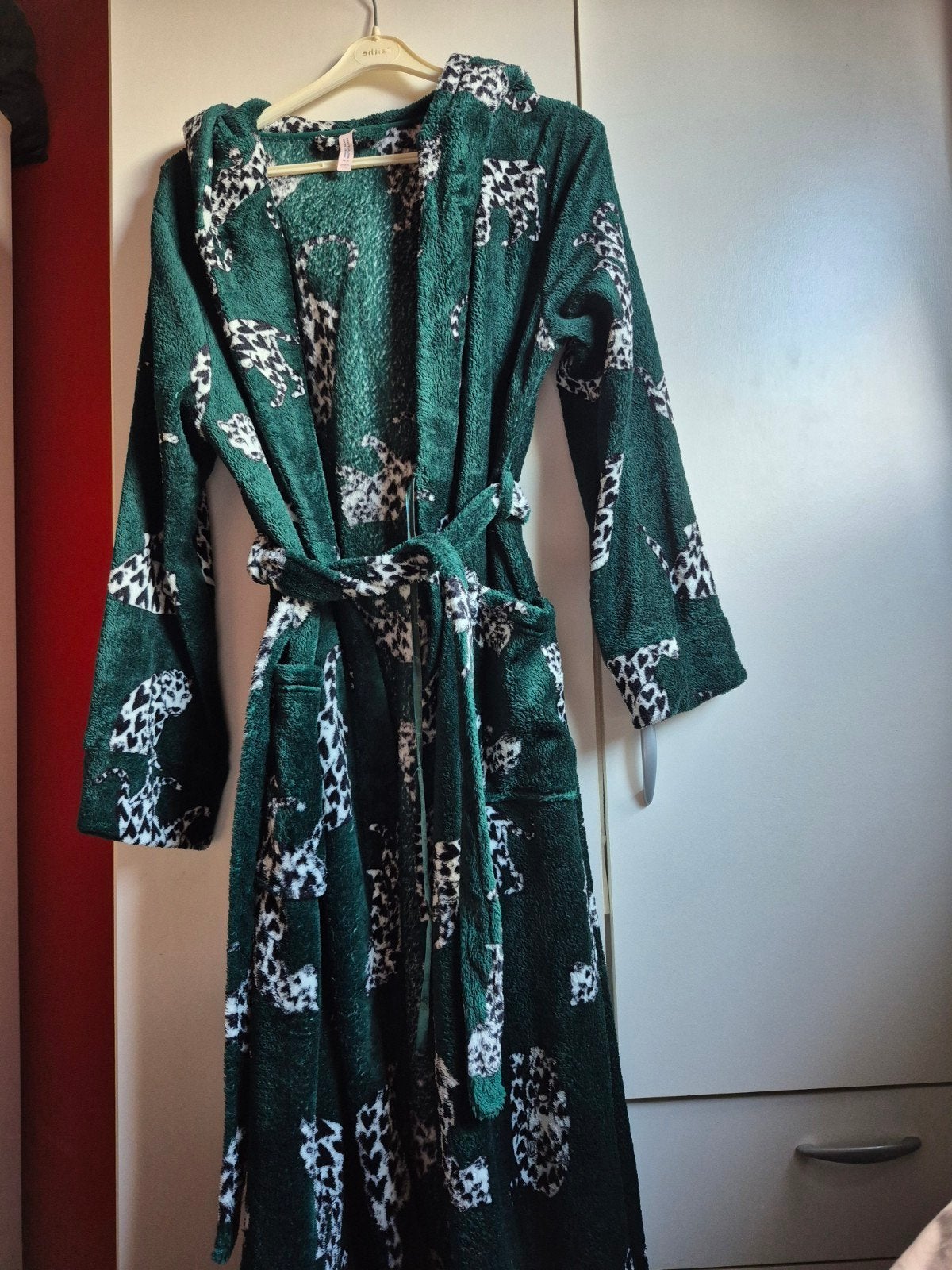 Ochtend jas met cheeta print, Ophalen of Verzenden, Zo goed als nieuw, Maat 38/40 (M), Groen