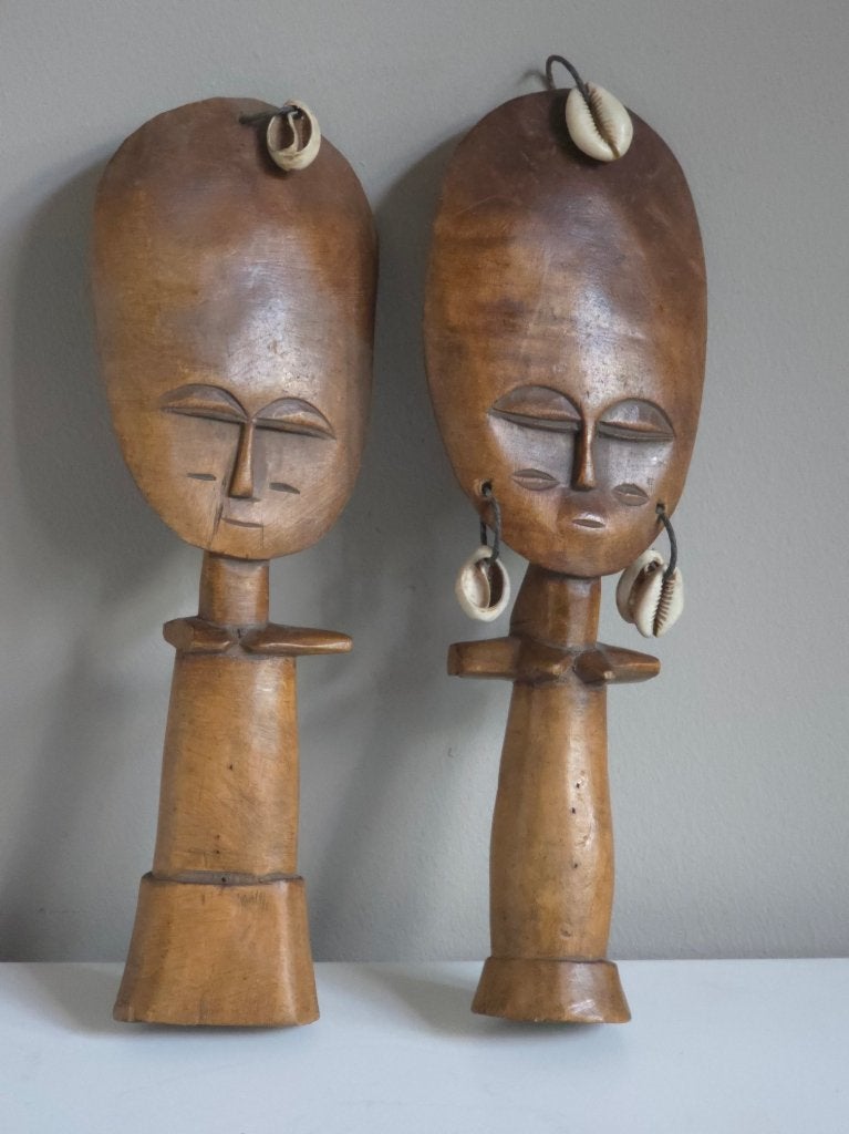 Prachtige set vintage Ashanti Vruchtbaarheidspoppen Ghana, Afrika, Ophalen of Verzenden, 30 cm, Ritueel object