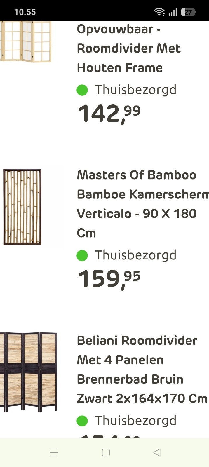 Kamerscherm bamboe, Ophalen, Zo goed als nieuw