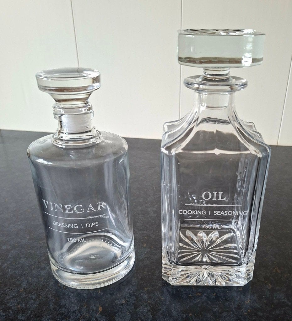 Olie & Azijn flessen Amailloux van Riviera Maison, Ophalen of Verzenden, Zo goed als nieuw, Glas, Riviera Maison