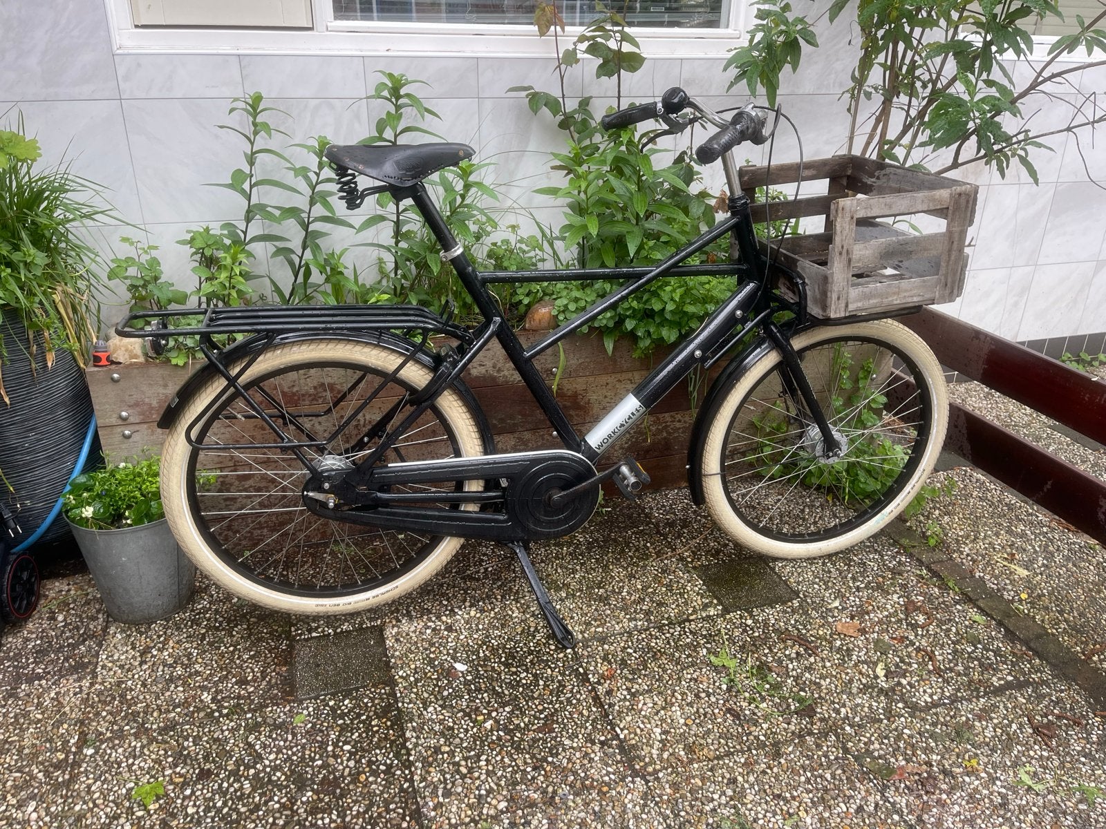 Transportfiets Workcycles FR8 luxe met krat en Brooks zadel, Gebruikt, Versnellingen, 57 tot 61 cm, Trommelrem