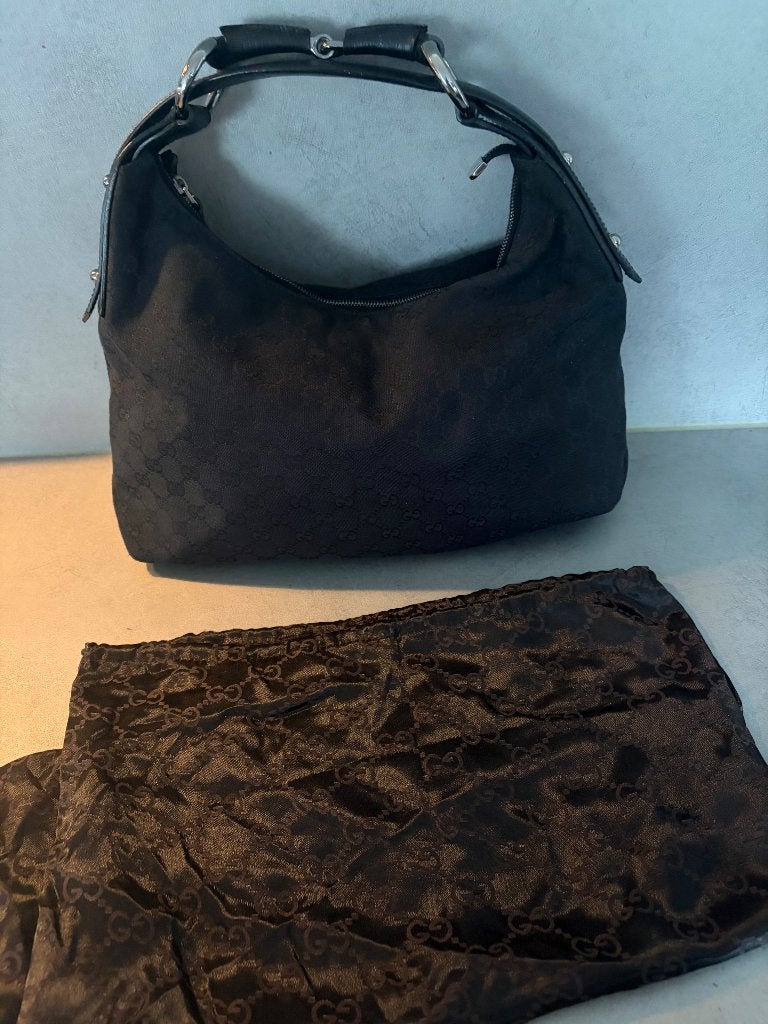 Orginele Gucci horsebit hobo Vintage, Sieraden, Tassen en Uiterlijk, Tassen | Damestassen, Ophalen, Zo goed als nieuw, Zwart, Schoudertasje