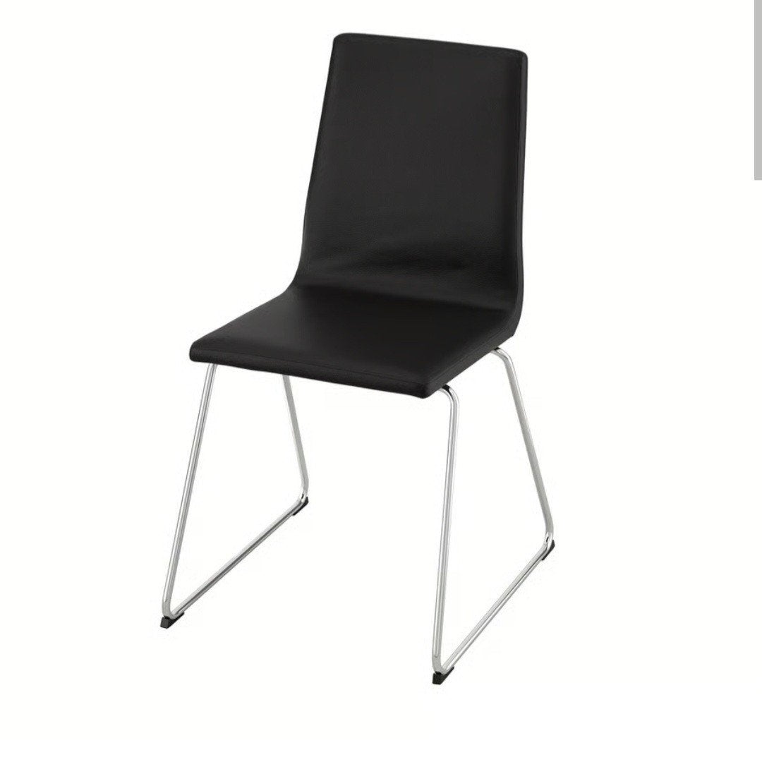 IKEA LILLÅNAS stoel - Zwart met chromen onderstel, Ophalen, Zwart, Zo goed als nieuw, Modern, Minimalistisch