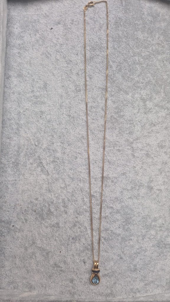 ketting  en hanger van 14 karaat goud en Topaz, Ophalen of Verzenden, Zo goed als nieuw, Goud, Goud