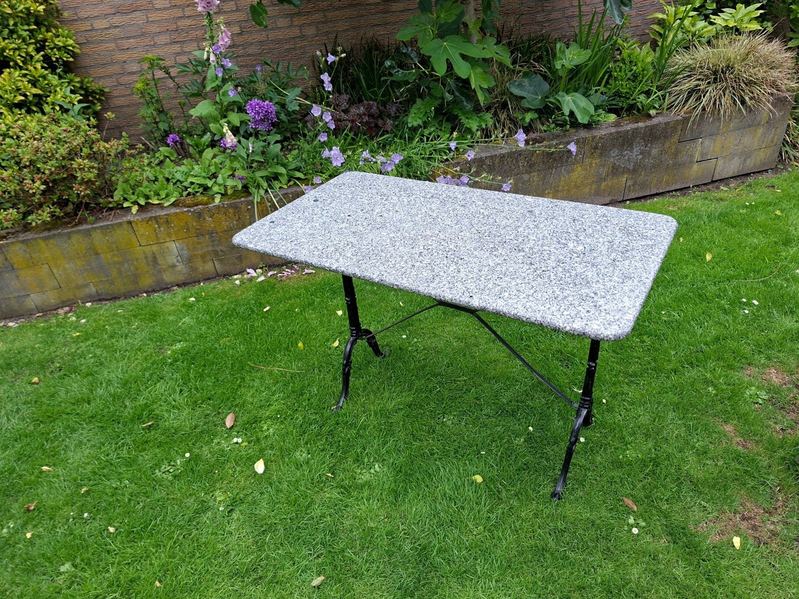 Brocanten Franse tuintafel 110x60 cm, Ophalen of Verzenden, Gebruikt, Rechthoekig, Metaal