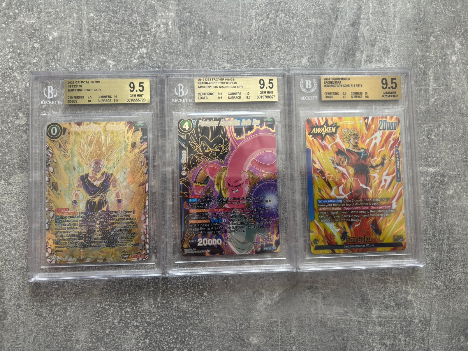 3X DBZ BGS 9.5’s, Hobby en Vrije tijd, Verzamelkaartspellen | Overige, Ophalen of Verzenden, Zo goed als nieuw