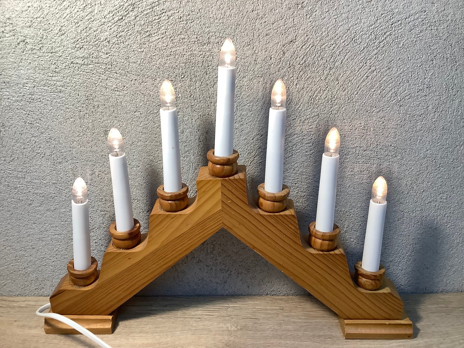 Vintage konstsmide houten kerst kaarsenbrug kerstkandelaar, Diversen, Ophalen of Verzenden, Gebruikt
