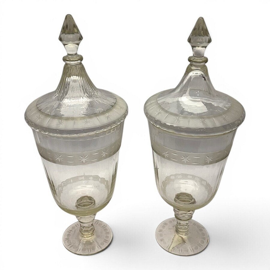 Twee kristallen dekselcoupes, Antiek en Kunst, Antiek | Glas en Kristal, Ophalen of Verzenden