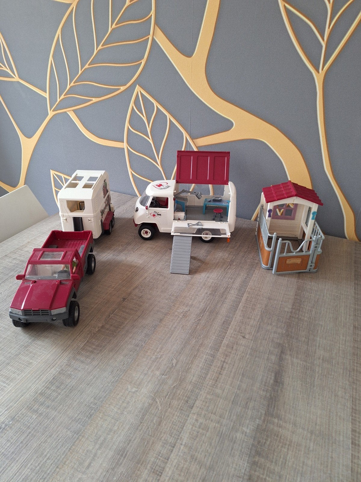 Schleich, overkapping, voertuigen en figuren, Ophalen, Gebruikt, Complete set, Voertuig