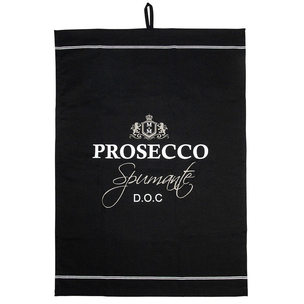 Mars & More Luxe Theedoek wijn Prosecco zwart (set-3) Nieuw!, Katoen, Zwart, Wasbaar, Nieuw