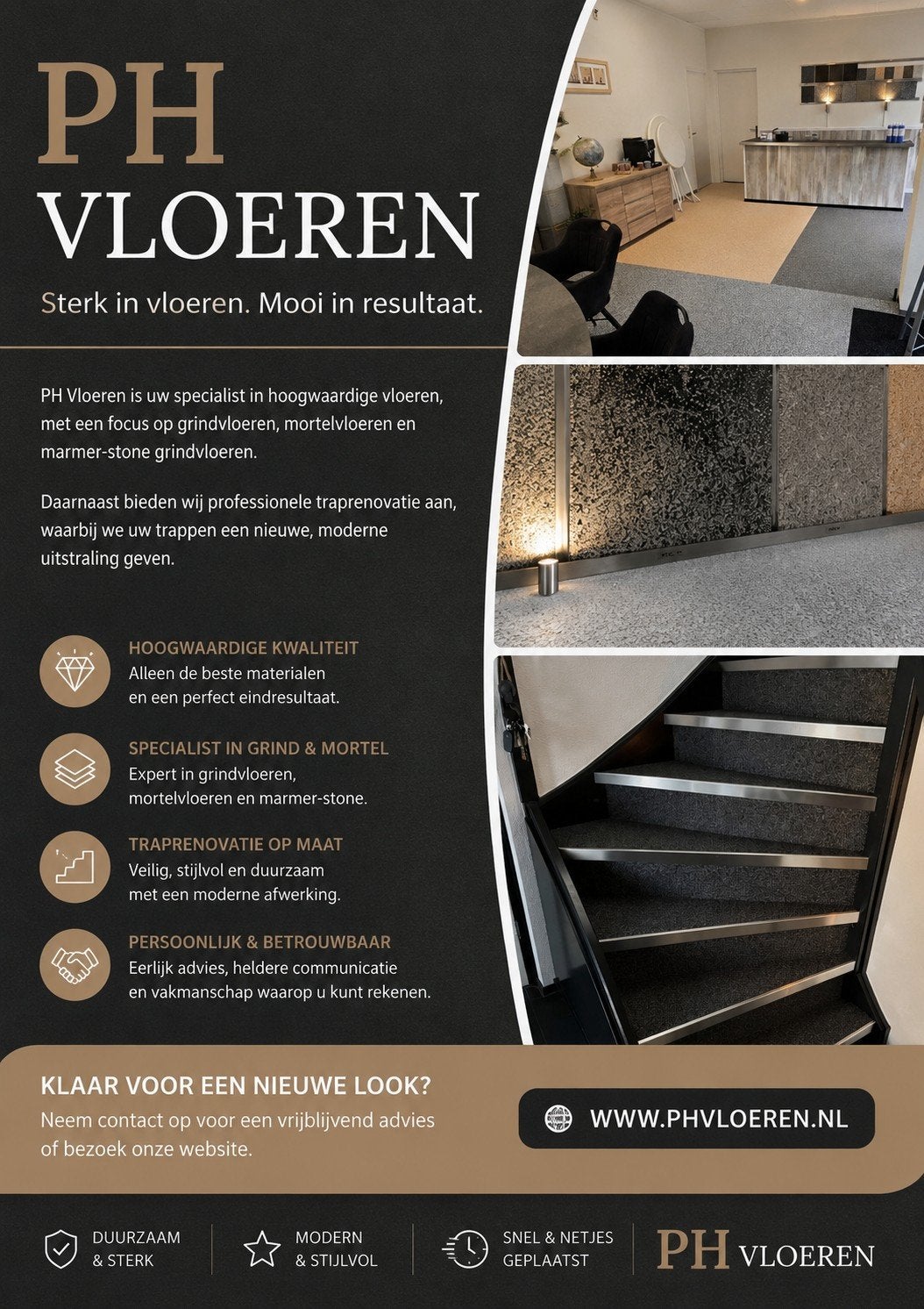 Grindvloer, marmer, traprenovatie, Ophalen, Nieuw, Modern, Overige typen