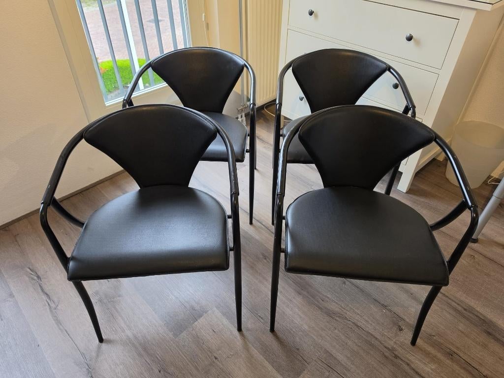 Zwarte eetkamerstoelen 4, Huis en Inrichting, Stoelen, Ophalen, Gebruikt, Zwart, Vier