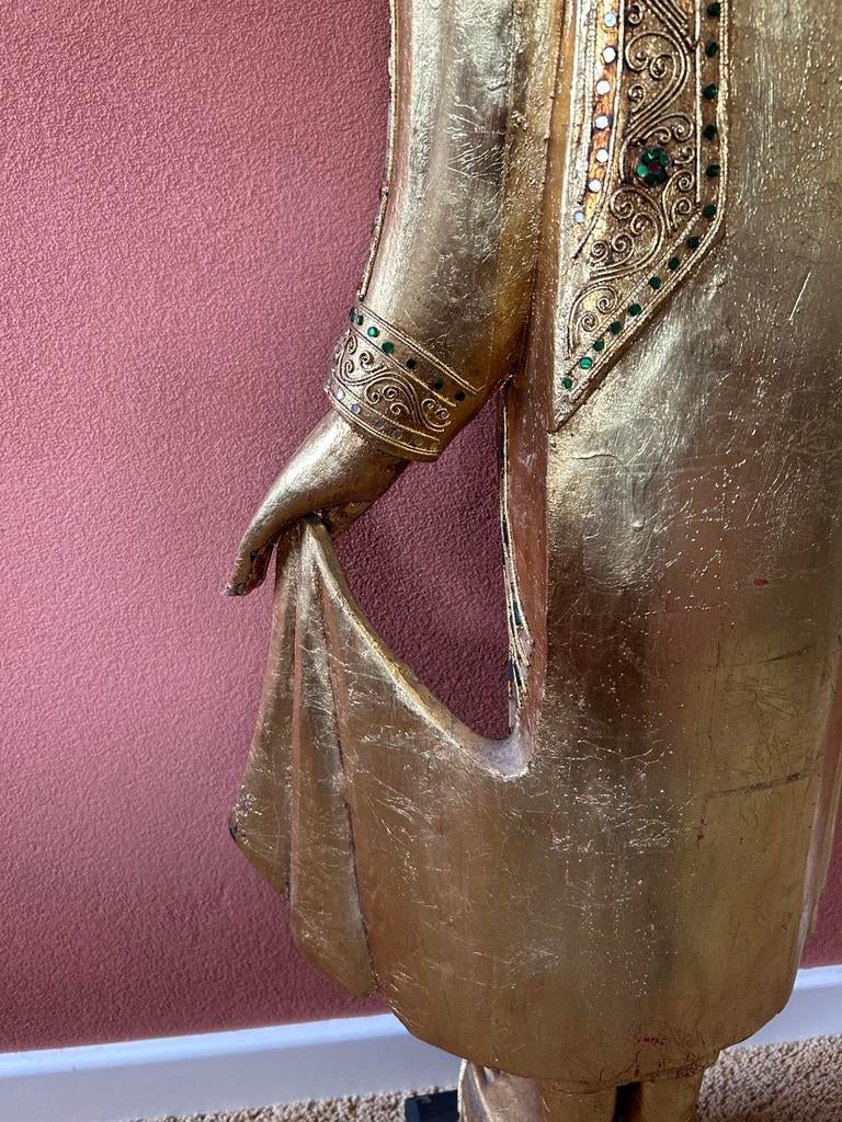 Groot Boeddha beeld, goudkleurig, 117cm, Huis en Inrichting, Woonaccessoires | Boeddhabeelden, Ophalen, Gebruikt