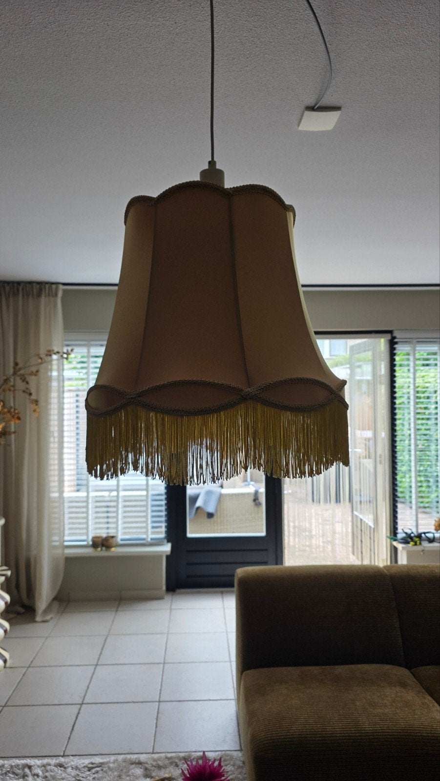 Retro Lampenkap - Hanglamp of op lampvoet - Goud/Messing, Ophalen, Gebruikt, Retro, Klassiek, Vintage, Overige fittingen