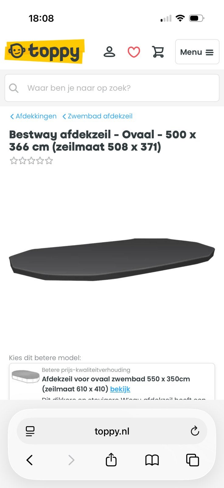 Bestway afdekzeil met afmetingen van 508 x 371, Ophalen of Verzenden, Zo goed als nieuw, Afdekzeil