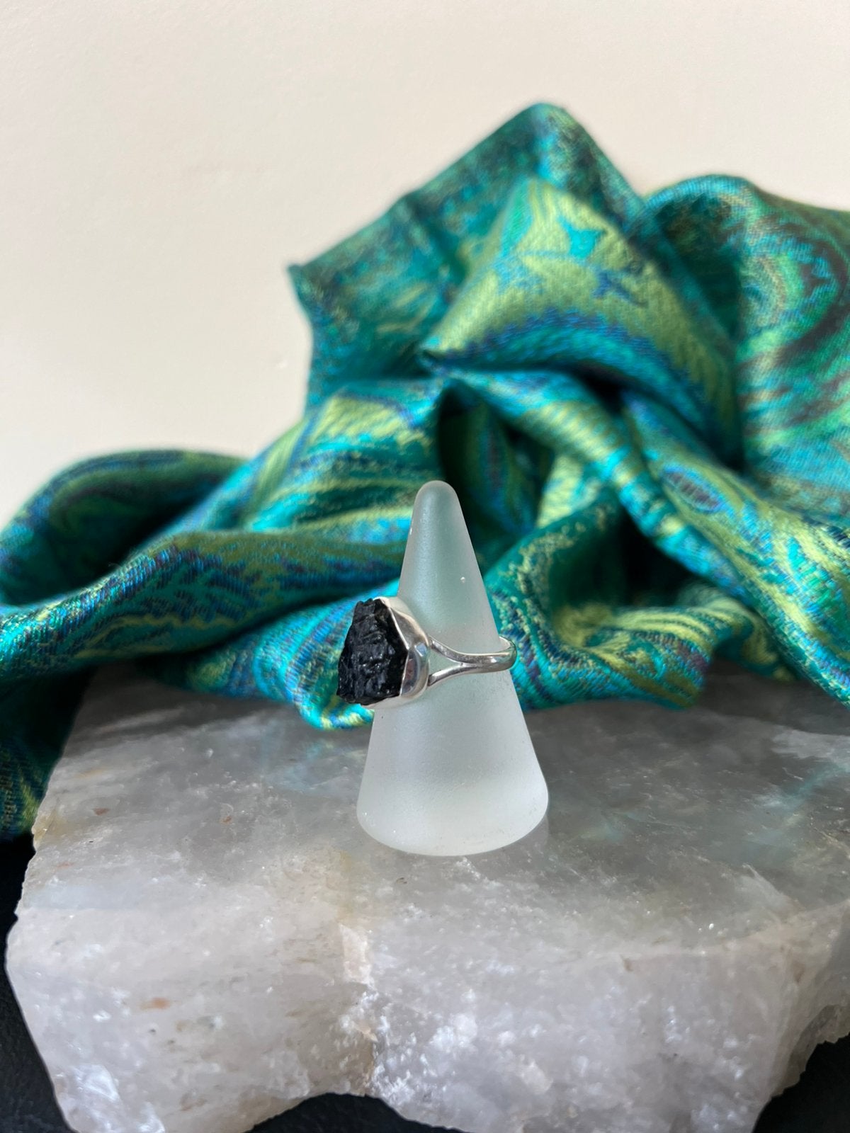 Toermalijn zwart schörl zilver beschermt aura straling uniek, Met edelsteen, Zwart, Magnolia11, Nieuw