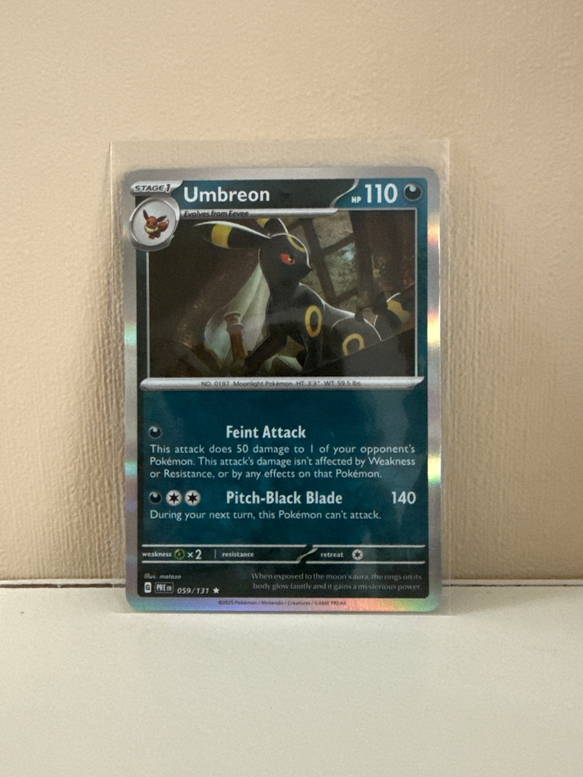 Pokémon Kaart Umbreon 059/131 Zeldzaam Foil, Ophalen of Verzenden, Zo goed als nieuw, Losse kaart, Foil