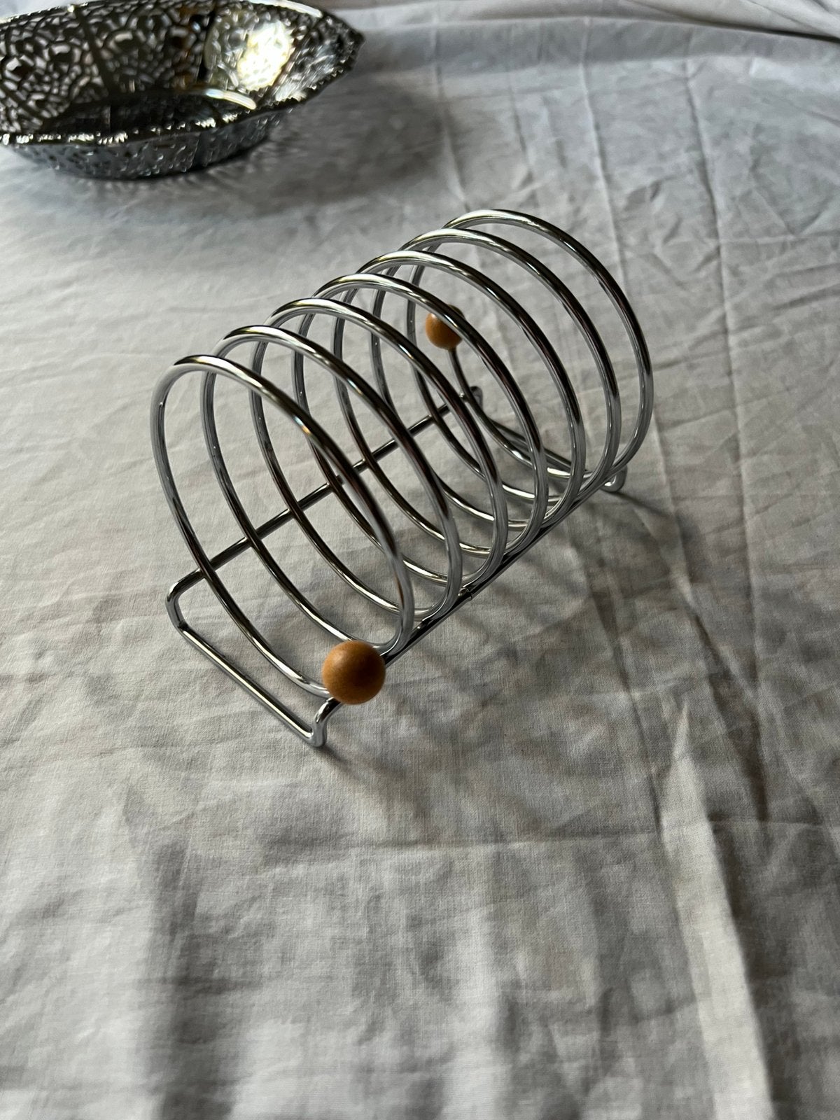 Vintage RVS toastrek spiraaldesign met houten details inox, Ophalen, Metaal, Vintage, Overige typen