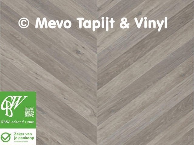 Vinyl parket met hongaarse punt, Lengte 4.20 x 4 mtr, Ophalen, MeVo tapijt en vinyl, Grijs, Nieuw
