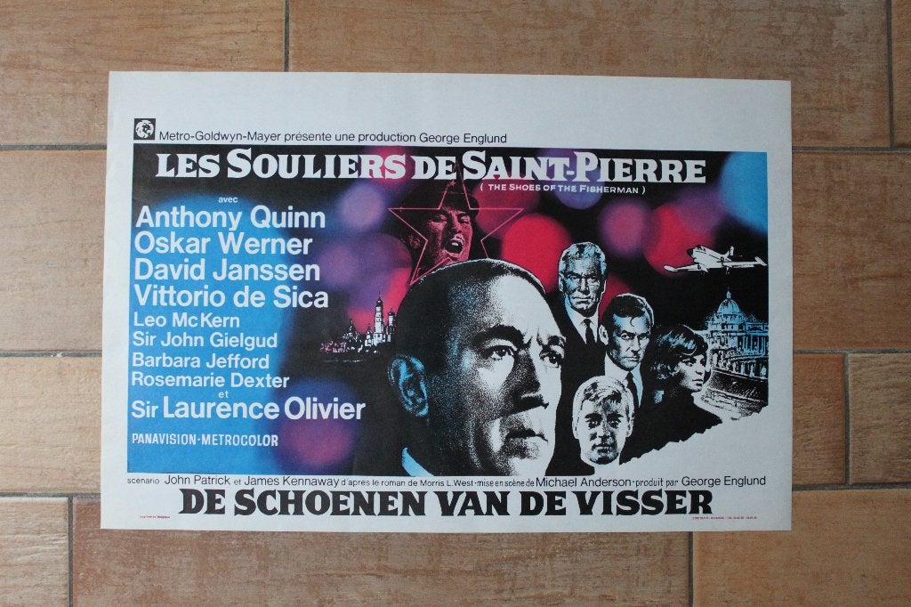 filmaffiche Anthony Quinn Shoes of the Fisherman filmposter, Rechthoekig Liggend, Ophalen of Verzenden, Zo goed als nieuw, A1 t/m A3