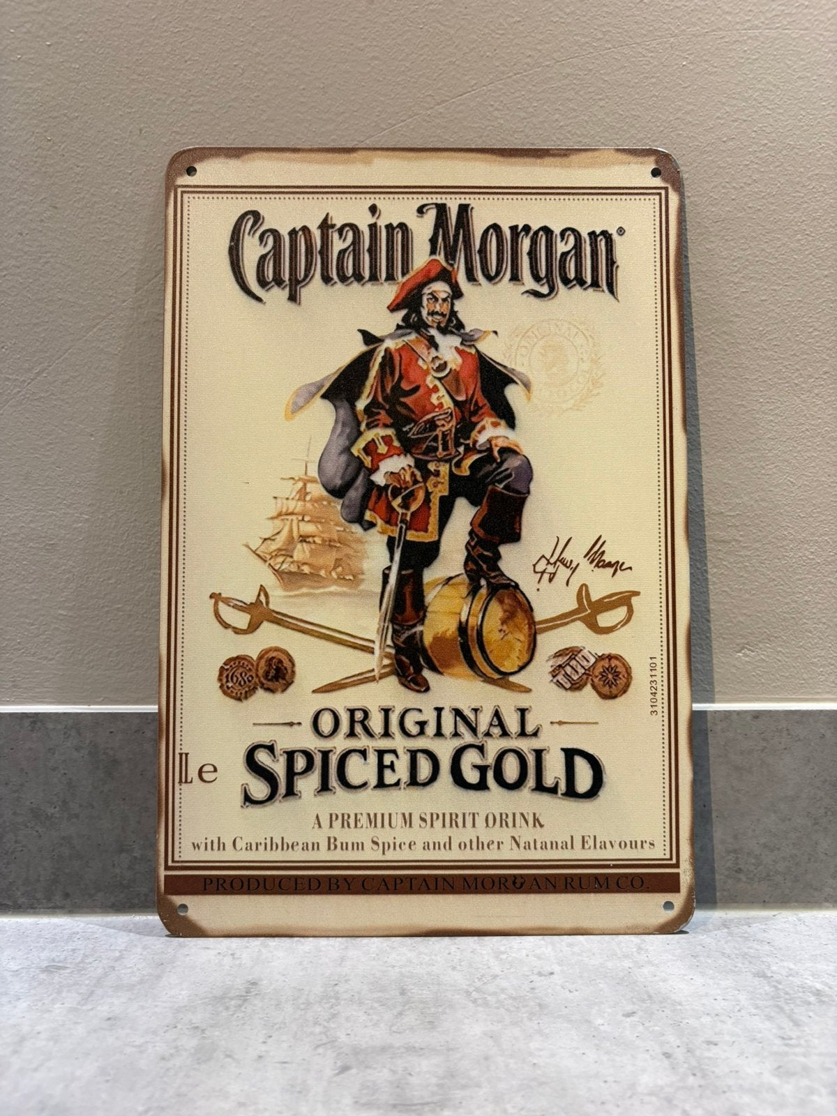 Mancave Bar Café Wanddecoratie metalen bordje Captain Morgan, Verzamelen, Ophalen of Verzenden, Zo goed als nieuw, Reclamebord