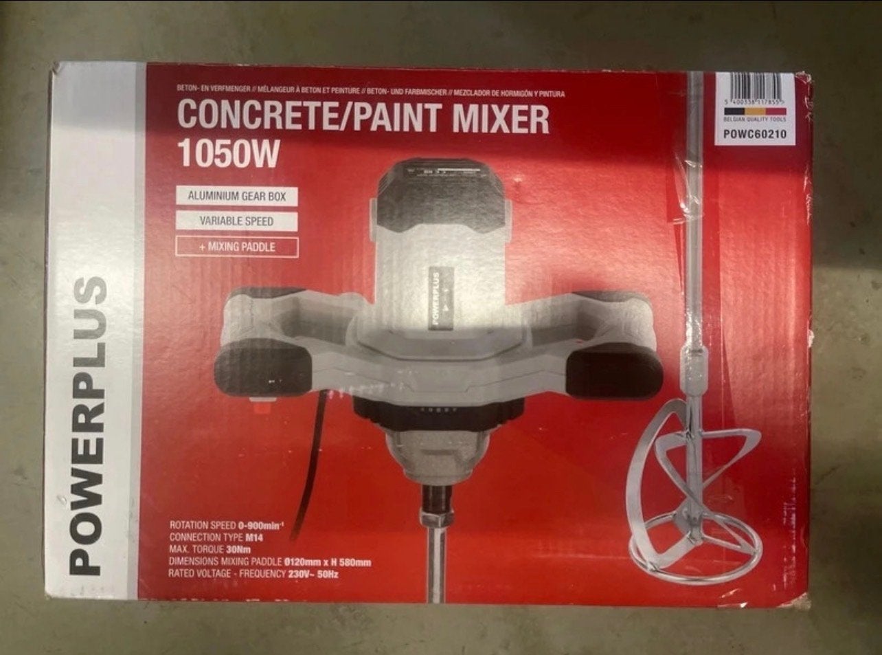 Powerplus POWC60210 – Beton- en Verfmenger 1050W, VARO, Joseph Van Instraat 9, 2500 Lier, België, Ophalen of Verzenden, Zo goed als nieuw