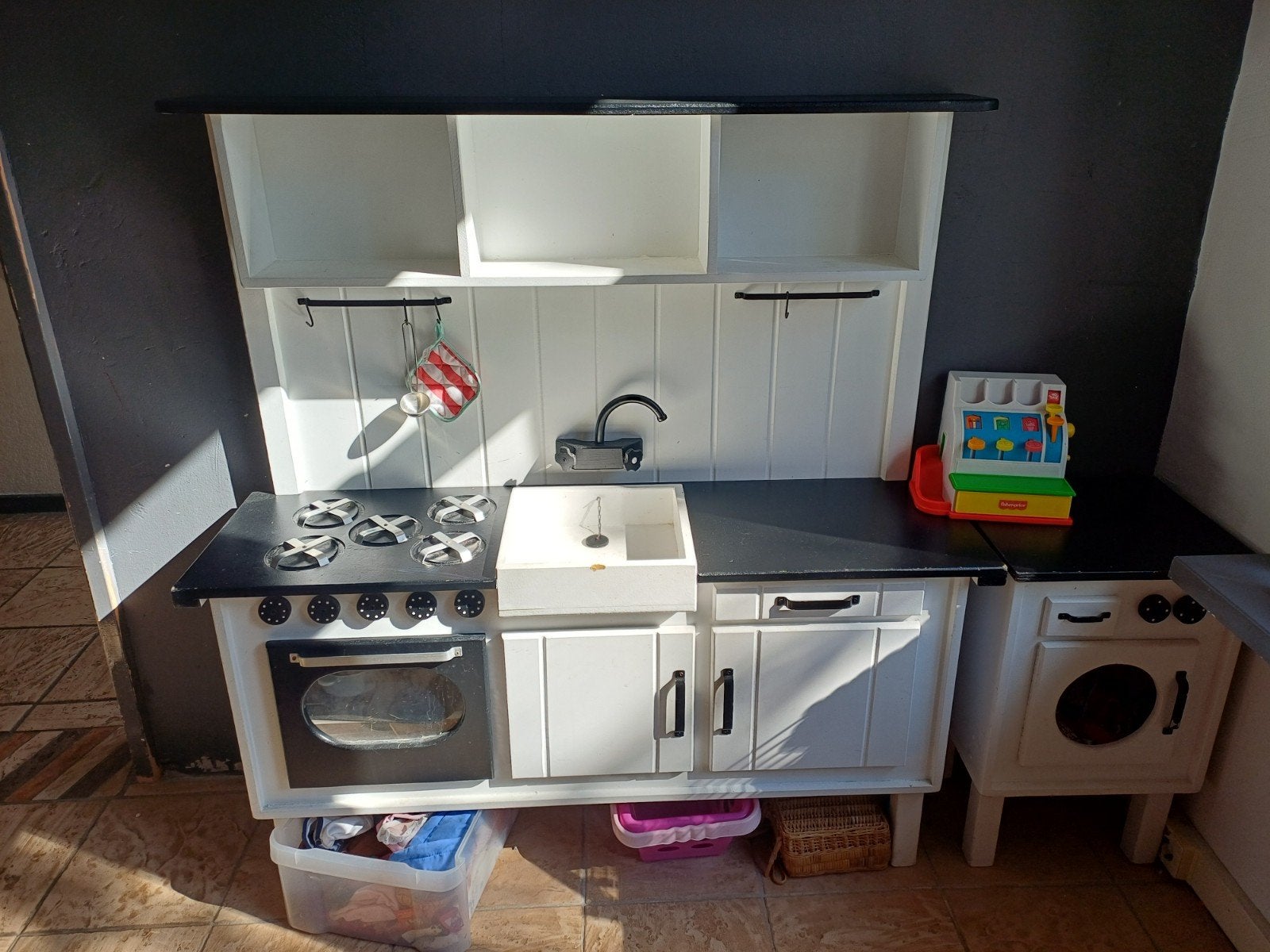 Houten speelkeuken met oven, kookplaat en wasmachine, Ophalen, Gebruikt