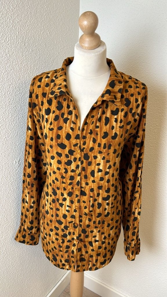 Fabienne Chapot maat L Lily blouse panter 1168, Bruin, Maat 42/44 (L), Ophalen of Verzenden, Zo goed als nieuw