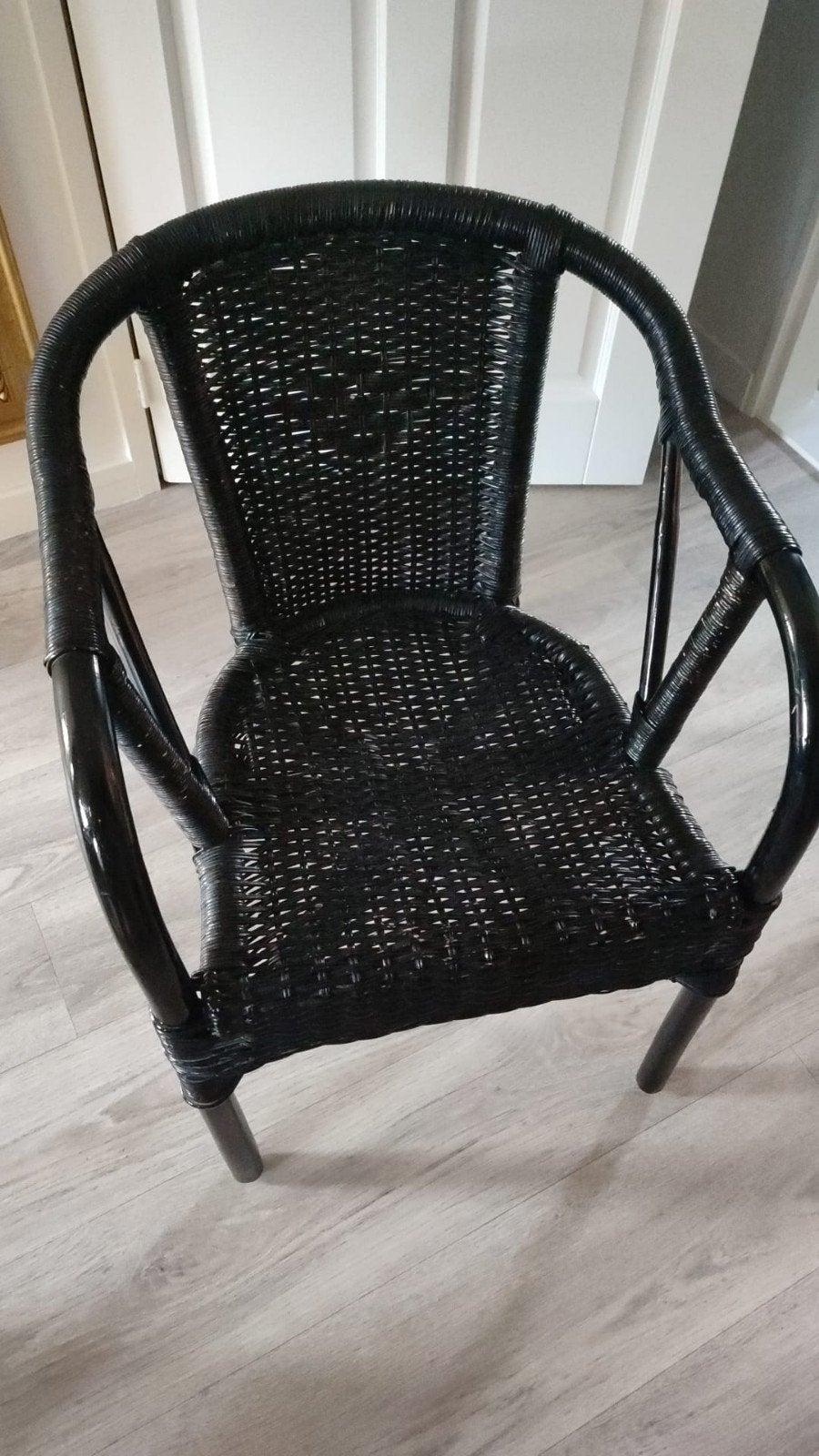 Rotan stoel - zwarte gespoten, Ophalen, Gebruikt, Modern, Bohemian, Zwart