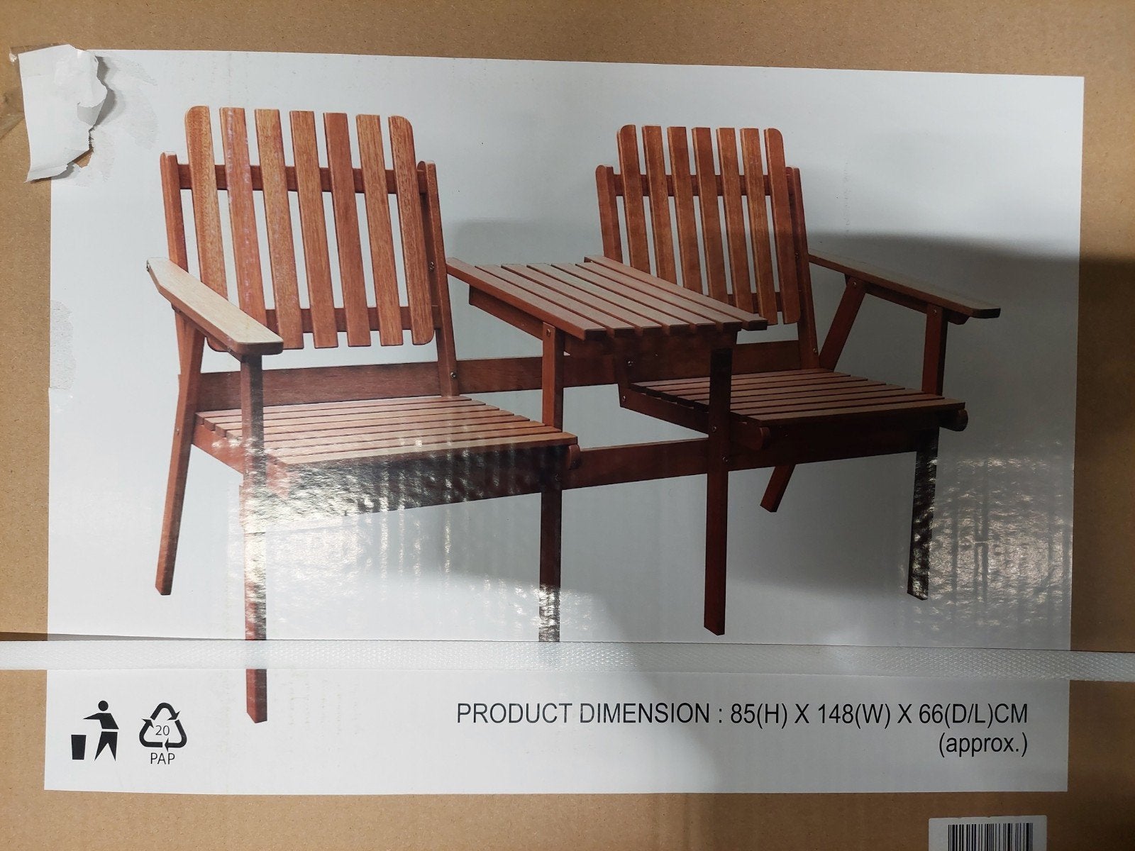 Hardhout tuinbank, Ophalen, Nieuw, Rechthoekig, Hout